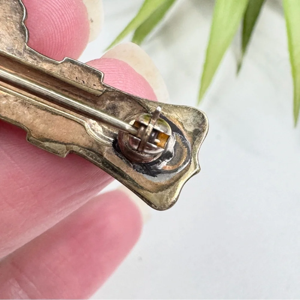 Antique Victorian 1880s 10k Rose Gold Filled Carnelian Cameo Bar Brooch